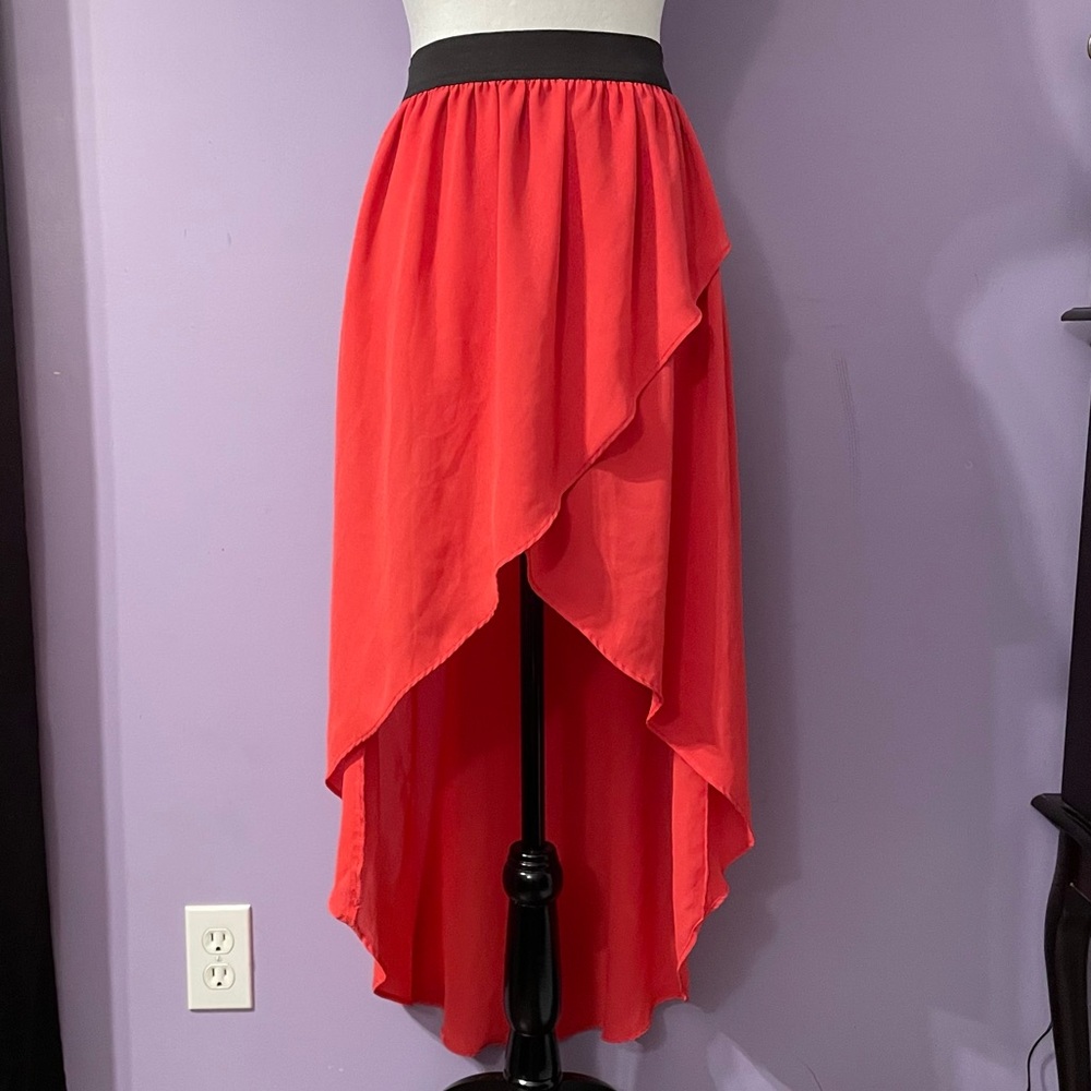 Garage Vibrant Red High-Low Skirt Size XS